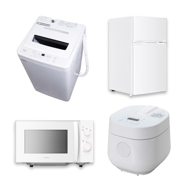 【新生活家電セット】 MAXZEN 家電4点セット (洗濯機・冷蔵庫・電子レンジ・炊飯器) 一人暮らし 新生活 白 ホワイト